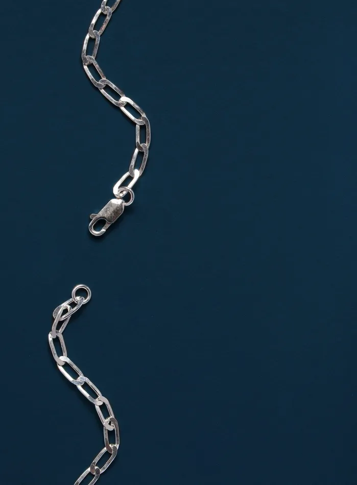 WE ARE ALL SMITH Rings 4mm 925 Sterling Silver Elongated Flat Oval Chain