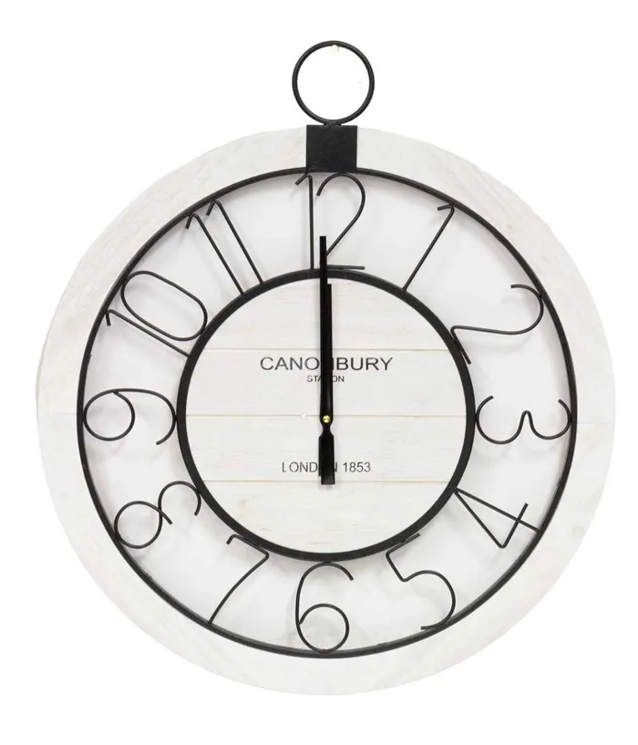 White Black Iron Clock Candlewick Gift Shop Rings