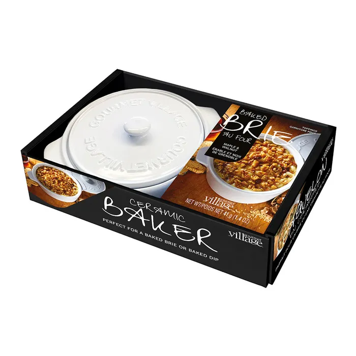 White Brie Baker Kit Maple Walnut Gourmet du Village Rings