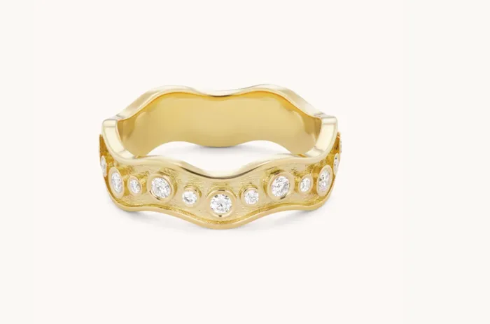 White Diamond Wave Band V Marlo Laz Rings