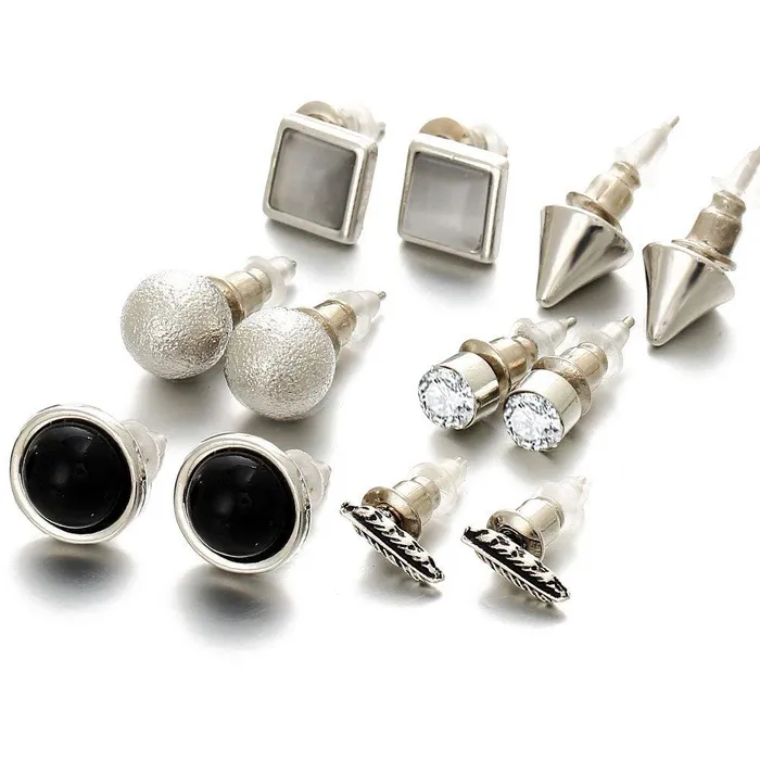 Yellow Chimes 6 Pairs Combo Set Stylish Fancy CasualFormal Wear Silver Tone Stud Earrings for Women Girls Yellow Chimes Earrings Yellow Chimes 6 Pairs Combo Set Stylish Fancy CasualFormal Wear Silver Tone Stud Earrings for Women Girls Yellow Chimes Earrings