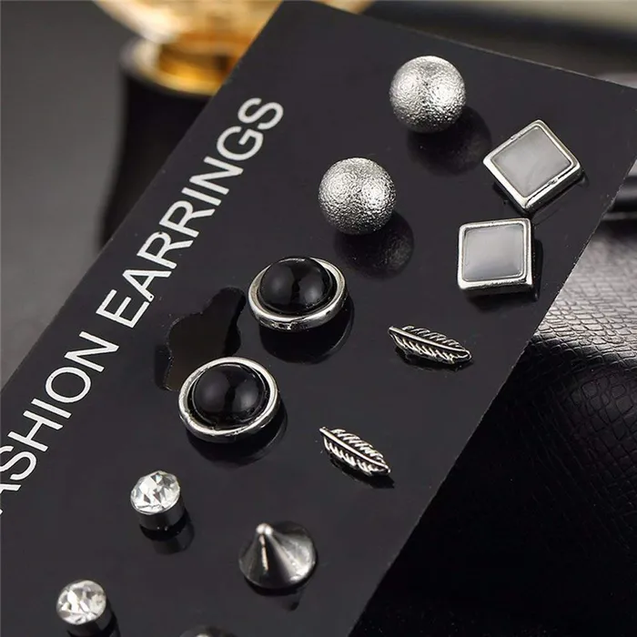 Yellow Chimes 6 Pairs Combo Set Stylish Fancy CasualFormal Wear Silver Tone Stud Earrings for Women Girls Yellow Chimes Earrings