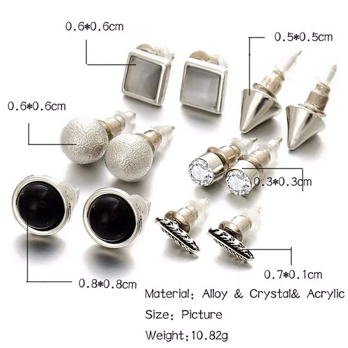 Yellow Chimes 6 Pairs Combo Set Stylish Fancy CasualFormal Wear Silver Tone Stud Earrings for Women Girls Yellow Chimes Earrings