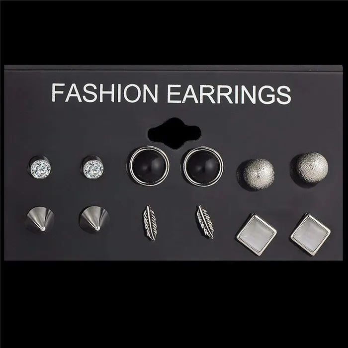 Yellow Chimes 6 Pairs Combo Set Stylish Fancy CasualFormal Wear Silver Tone Stud Earrings for Women Girls Yellow Chimes Earrings