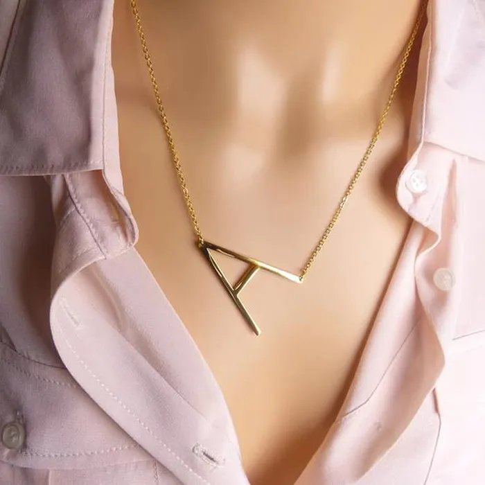 Yellow Chimes Alphabet Necklace for Women Initial Letter Alphabet A Pendant Stainless Steel Gold Plated Chain Pendant Necklace for Women and Girls Yellow Chimes Earrings