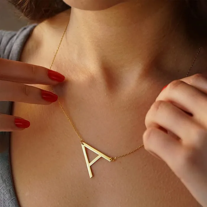 Yellow Chimes Alphabet Necklace for Women Initial Letter Alphabet A Pendant Stainless Steel Gold Plated Chain Pendant Necklace for Women and Girls Yellow Chimes Earrings