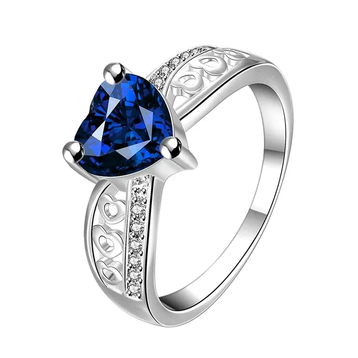 Yellow Chimes Blue Heart Beauty Austrian Crystal 925 Silver Plated Designer Ring for Girls Yellow Chimes Necklaces Yellow Chimes Blue Heart Beauty Austrian Crystal 925 Silver Plated Designer Ring for Girls Yellow Chimes Necklaces