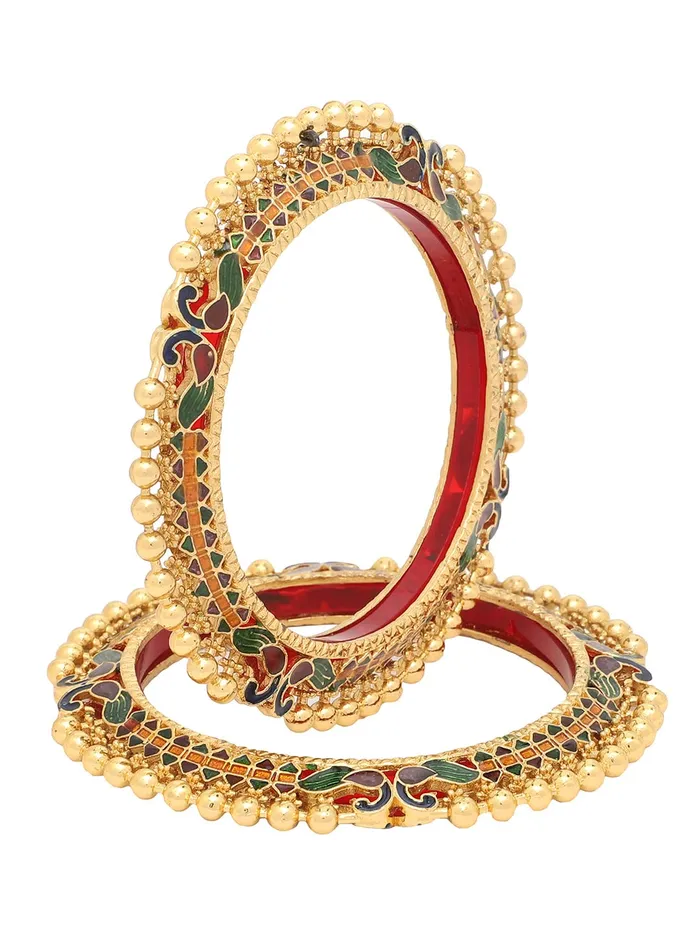 Yellow Chimes Bracelets Yellow Chimes Bangles for Women Gold Toned Peacock and Beads Designed Meenakari Touch Traditional Bangles for Women and Girls Yellow Chimes Bracelets Yellow Chimes Bangles for Women Gold Toned Peacock and Beads Designed Meenakari Touch Traditional Bangles for Women and Girls