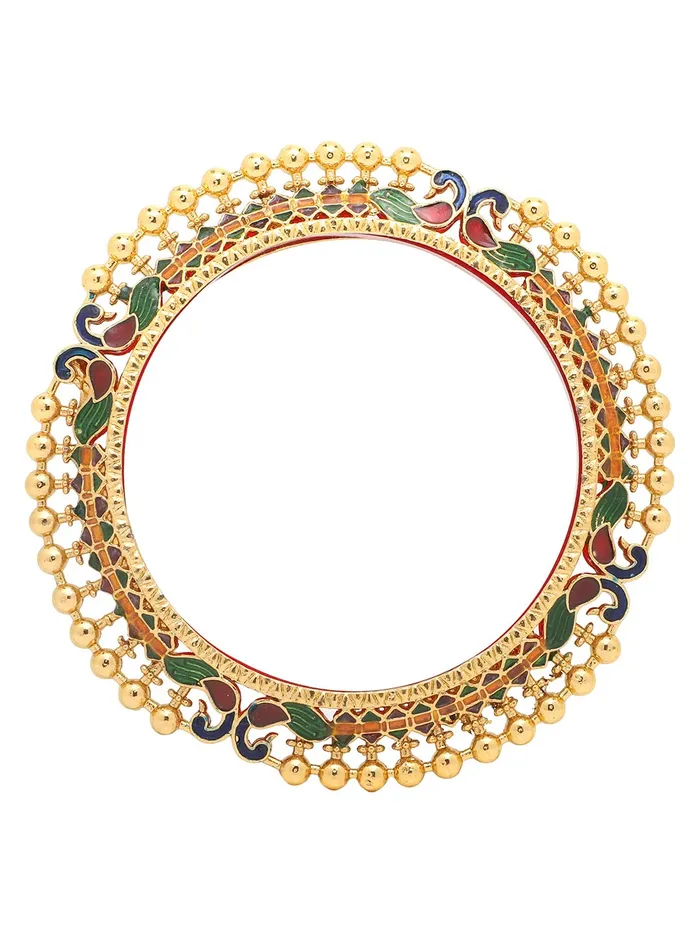 Yellow Chimes Bracelets Yellow Chimes Bangles for Women Gold Toned Peacock and Beads Designed Meenakari Touch Traditional Bangles for Women and Girls