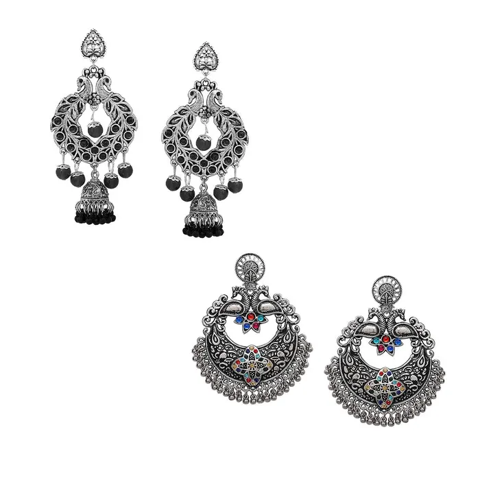 Yellow Chimes Bracelets Yellow Chimes Combo of 2 Pairs Ethnic Silver Oxidised Floral Design Beads Studded Stones Chandbali Jhumka Earrings for Women and Girls black multicolour medium YCTJERCHNDNGLRCBKMC Yellow Chimes Bracelets Yellow Chimes Combo of 2 Pairs Ethnic Silver Oxidised Floral Design Beads Studded Stones Chandbali Jhumka Earrings for Women and Girls black multicolour medium YCTJERCHNDNGLRCBKMC