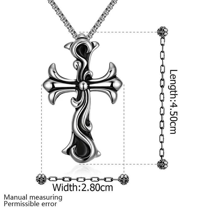 Yellow Chimes Bracelets Yellow Chimes Cross Pendant for Men Cross Chain Men Pendant Silver Oxidized Stainless Steel Chain Pendant for Men and Boys