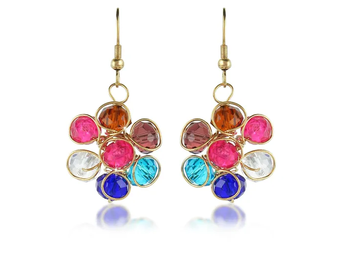 Yellow Chimes Bracelets Yellow Chimes Crystal Beads Combo of 3 Gold Plated Stylish Multicolour Base Metal Drop Earrings Set for Women