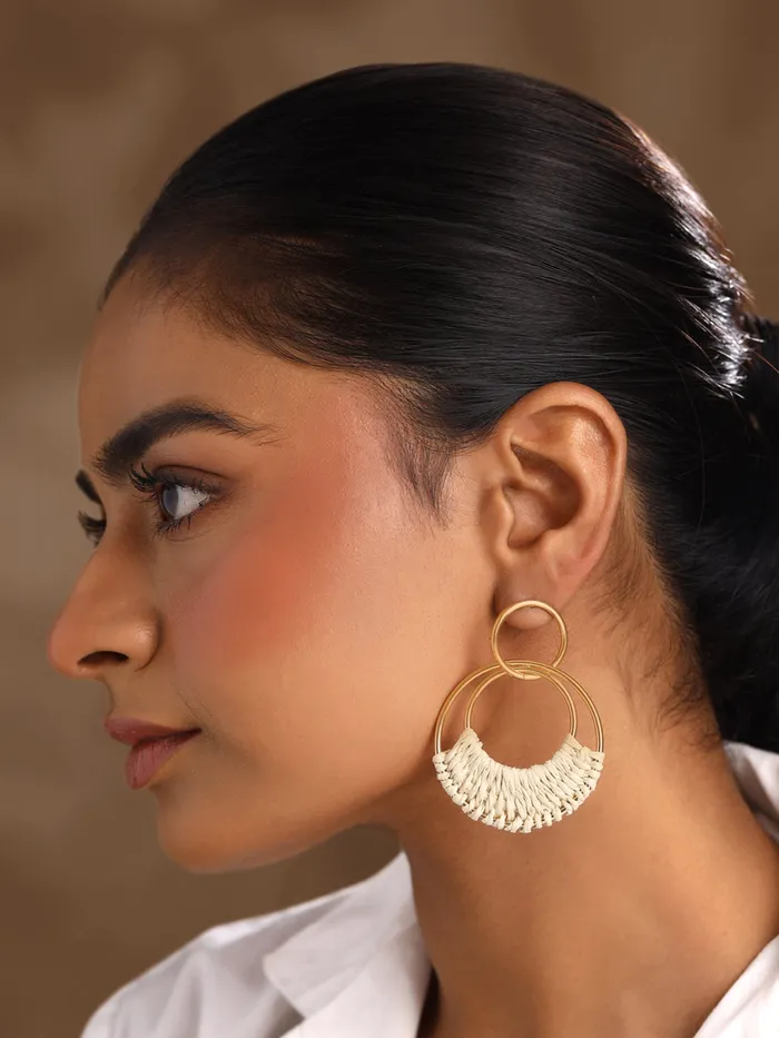 Yellow Chimes Bracelets Yellow Chimes Drop Earrings for Women Fashion Gold Plated Circle Drop Earrings for Girls Western Style Golden Women Earrings Chic Reverie Birthday Gift for Girls Anniversary Gift for Wife