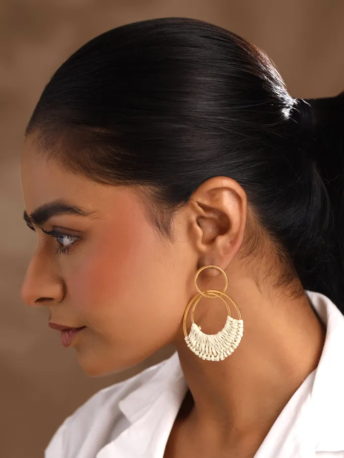 Yellow Chimes Bracelets Yellow Chimes Drop Earrings for Women Fashion Gold Plated Circle Drop Earrings for Girls Western Style Golden Women Earrings Chic Reverie Birthday Gift for Girls Anniversary Gift for Wife