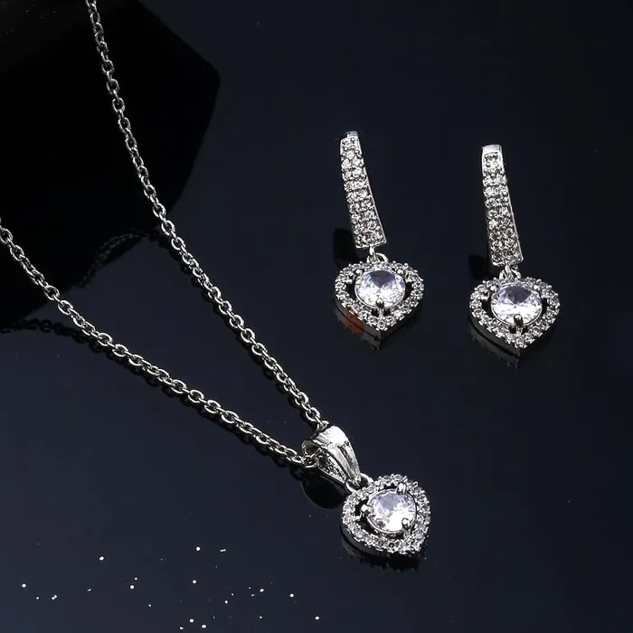 Yellow Chimes Bracelets Yellow Chimes Pendant for Women and Girls Crystal Pendant for Women Heart Designed White Stone Studded Crystal Pendent Set Birthday Gift for girls and women Anniversary Gift for Wife