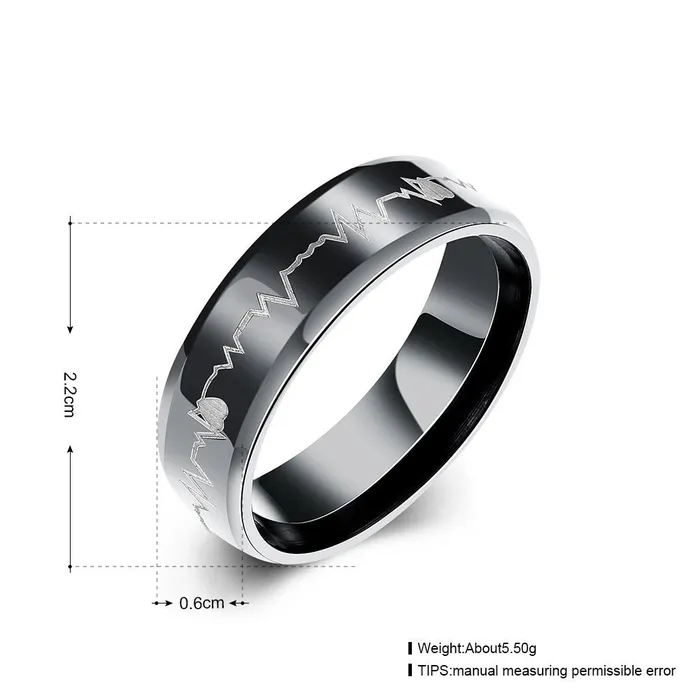 Yellow Chimes Bracelets Yellow Chimes Rings for Women Black Colored Band Designed Heartbeat Love Message Stainless Steel Ring for Women and Girls