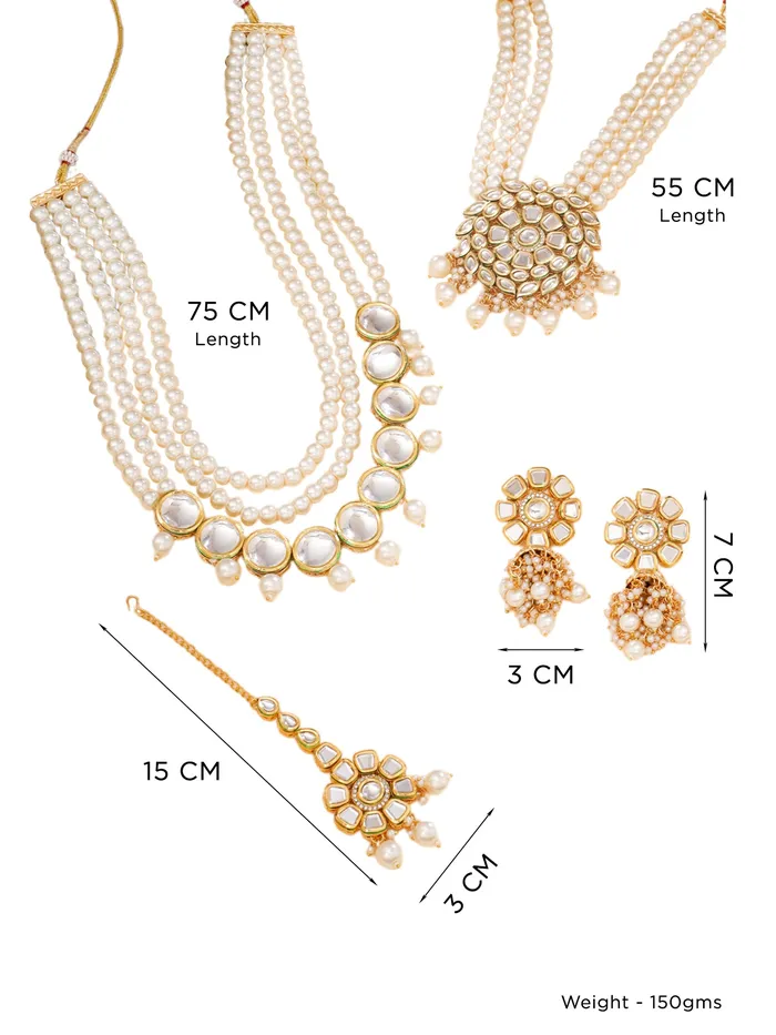 Yellow Chimes Bridal Jewellery Set For Women Golden Wedding Beads Necklace Set for Women Traditional Gold Plated Kundan Jewellery Set for Women Birthday Anniversary Gift For Women Yellow Chimes Necklaces
