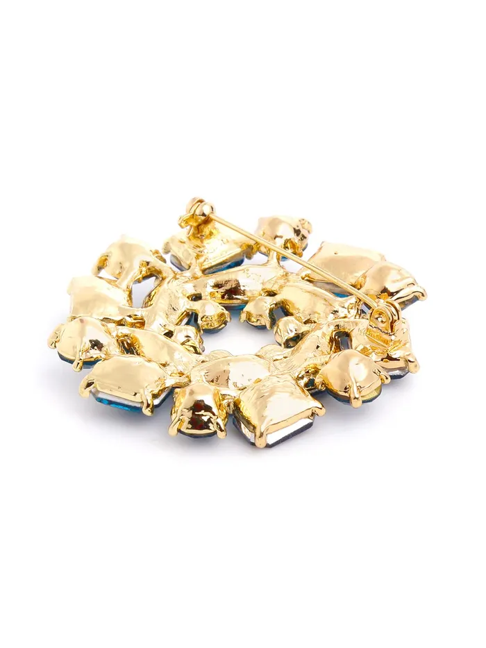Yellow Chimes Brooch for Women Elegant Shawl Sweater Blue Crystal Brooch for Women and Girls Yellow Chimes Earrings