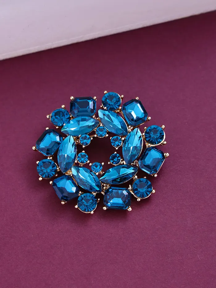 Yellow Chimes Brooch for Women Elegant Shawl Sweater Blue Crystal Brooch for Women and Girls Yellow Chimes Earrings