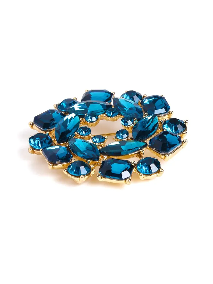Yellow Chimes Brooch for Women Elegant Shawl Sweater Blue Crystal Brooch for Women and Girls Yellow Chimes Earrings
