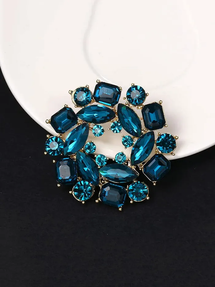 Yellow Chimes Brooch for Women Elegant Shawl Sweater Blue Crystal Brooch for Women and Girls Yellow Chimes Earrings