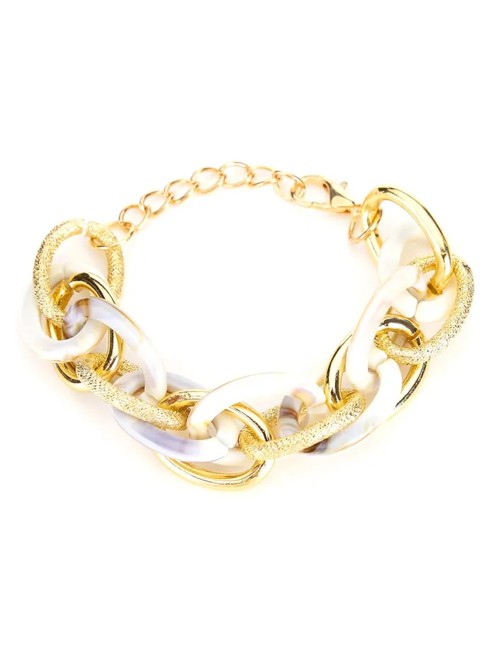 Yellow Chimes Chain Bracelet for Women Stainless Steel Gold Plated Big White Link Chain Bracelet for Women and Girls Yellow Chimes Earrings