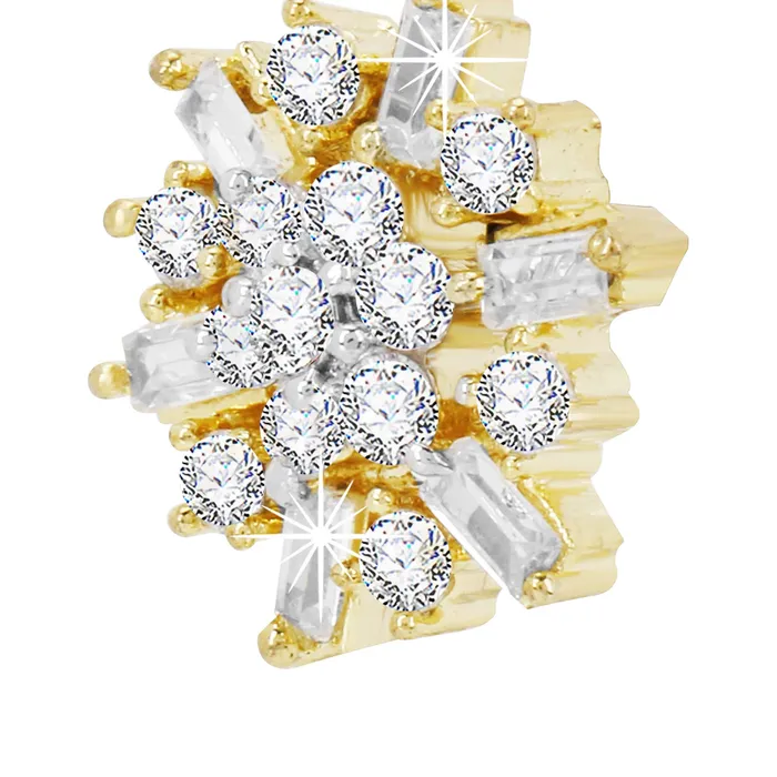 Yellow Chimes Classic White ADAmerican Diamond Studded 18k Gold Plated HandCrafted Floral Stud Earrings for Women Girls Yellow Chimes Earrings