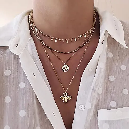 Yellow Chimes Combo Fashion Multilayered Silver Gold Plated Chain Choker Necklace for Women and Girls Design 14 Yellow Chimes Earrings