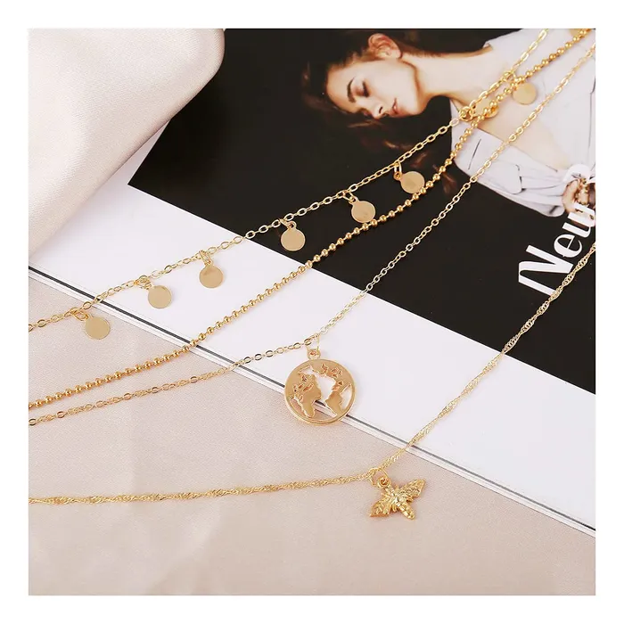Yellow Chimes Combo Fashion Multilayered Silver Gold Plated Chain Choker Necklace for Women and Girls Design 14 Yellow Chimes Earrings