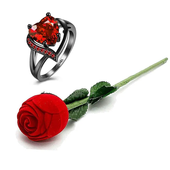 Yellow Chimes Combo of Red Heart Adjustable Ring in Red Velvet Rose Ring Box for Women and Girls Yellow Chimes Necklaces Yellow Chimes Combo of Red Heart Adjustable Ring in Red Velvet Rose Ring Box for Women and Girls Yellow Chimes Necklaces