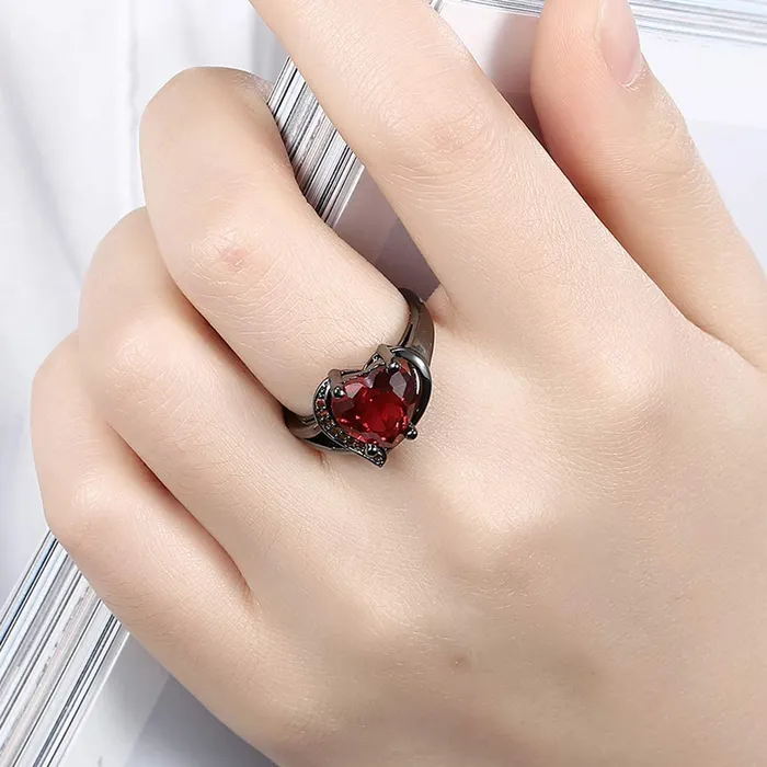 Yellow Chimes Combo of Red Heart Adjustable Ring in Red Velvet Rose Ring Box for Women and Girls Yellow Chimes Necklaces