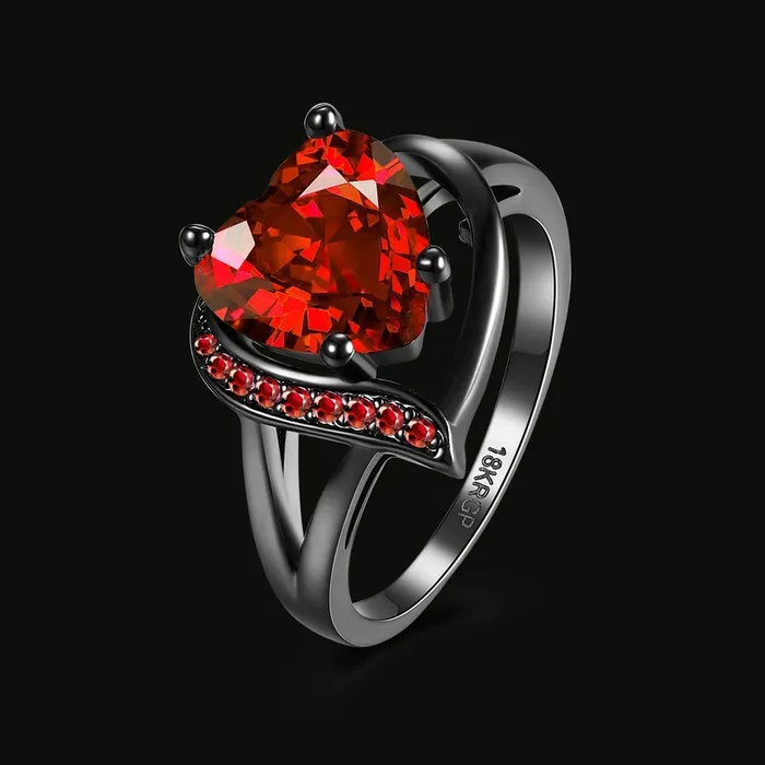 Yellow Chimes Combo of Red Heart Adjustable Ring in Red Velvet Rose Ring Box for Women and Girls Yellow Chimes Necklaces