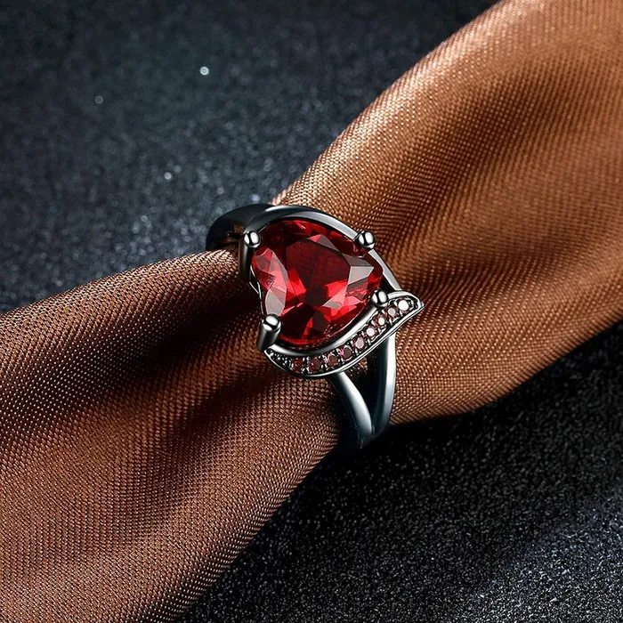 Yellow Chimes Combo of Red Heart Adjustable Ring in Red Velvet Rose Ring Box for Women and Girls Yellow Chimes Necklaces