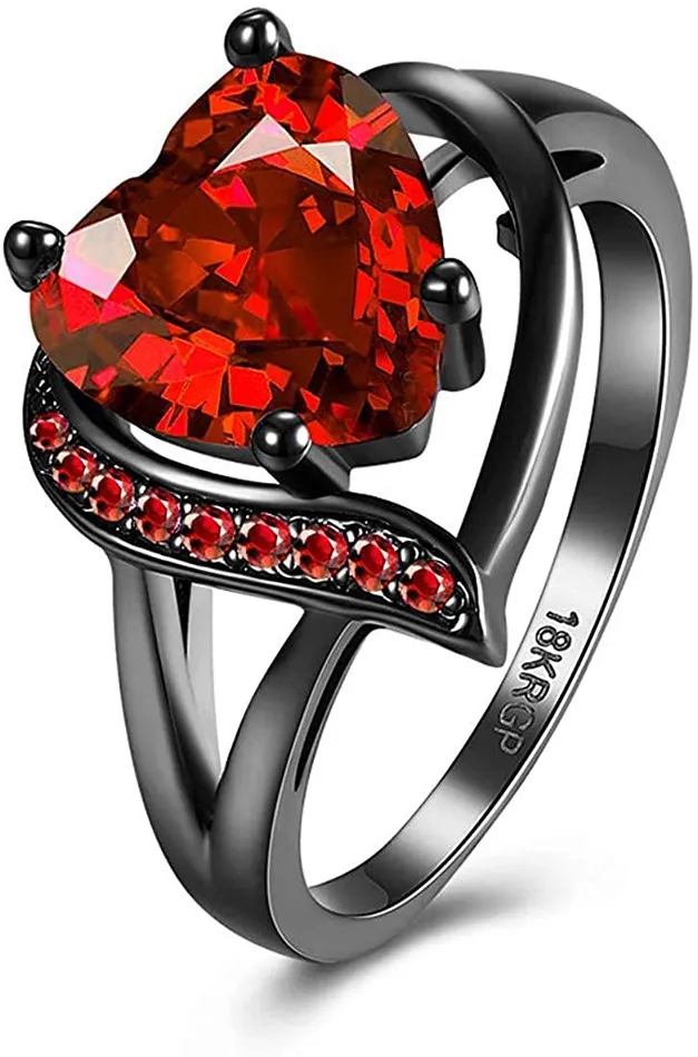 Yellow Chimes Combo of Red Heart Adjustable Ring in Red Velvet Rose Ring Box for Women and Girls Yellow Chimes Necklaces
