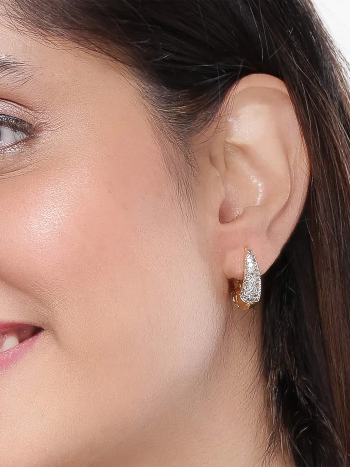 Yellow Chimes Combo of Two Pairs Classic Designer Gold Plated Hoop Rose Gold Plated Red Heart Crystal Drop Earrings for Women and Girls Yellow Chimes Earrings