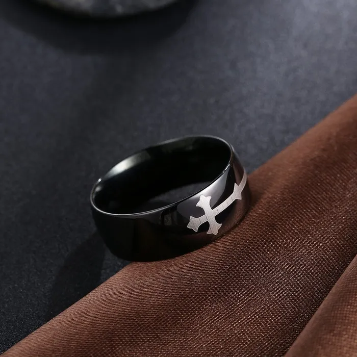 Yellow Chimes Cross Divine Stainless Steel Black Ring for Boys and Girls Yellow Chimes Earrings