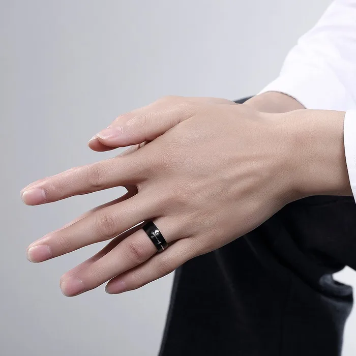 Yellow Chimes Cross Divine Stainless Steel Black Ring for Boys and Girls Yellow Chimes Earrings
