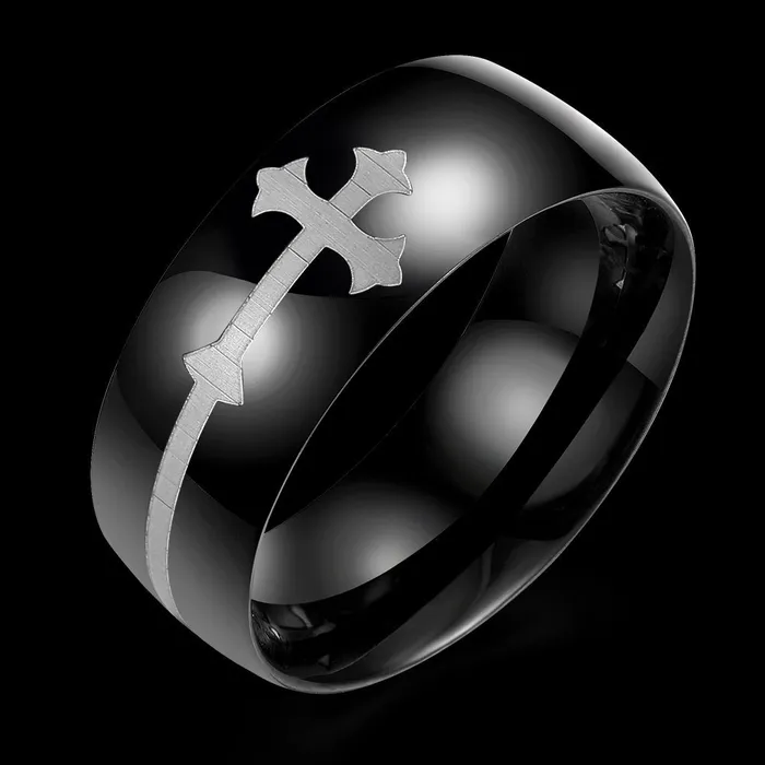 Yellow Chimes Cross Divine Stainless Steel Black Ring for Boys and Girls Yellow Chimes Earrings