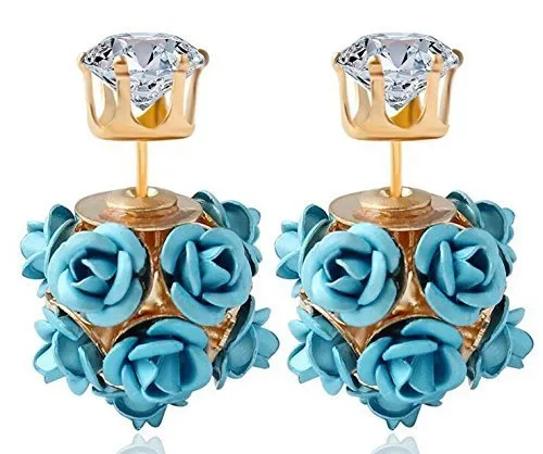 Yellow Chimes Designer Double Sided Fancy Wear Rose Earrings for Girls Women Yellow Chimes Necklaces