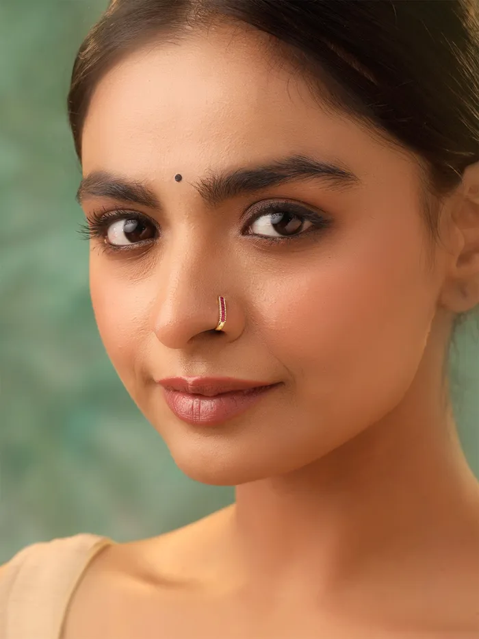Yellow Chimes Earrings Combo Set of 3 Traditional Multicolor American Diamond Nose Pins NonPiercing Brass Material Elegance