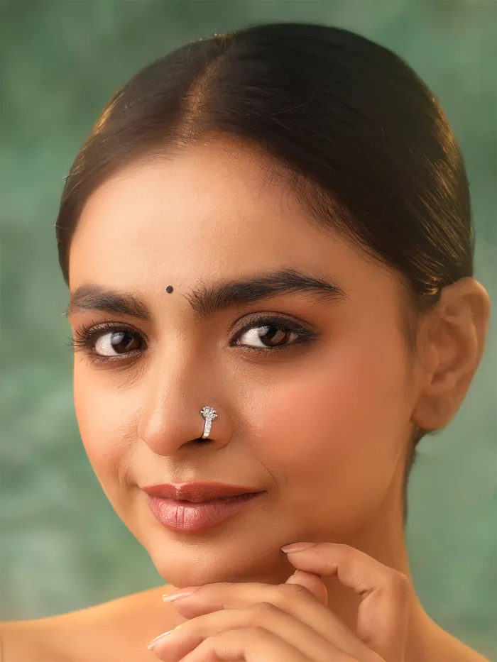 Yellow Chimes Earrings Combo Set of 3 Traditional Multicolor American Diamond Nose Pins NonPiercing Brass Material Elegance