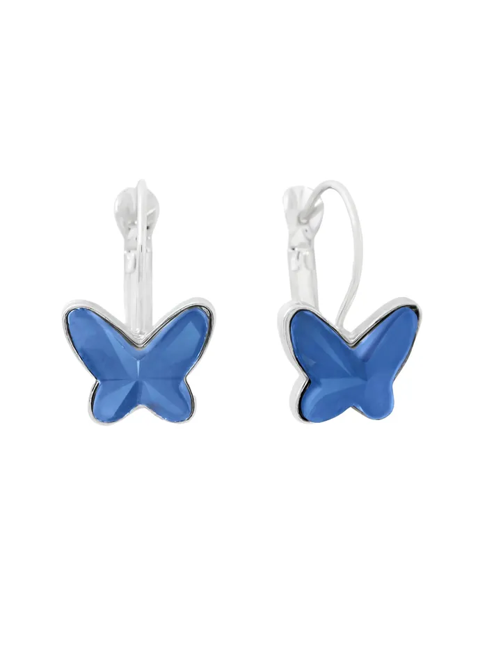 Yellow Chimes Earrings for Women and Girls Blue Crystal Clip on Silver Tones Butterfly Shaped Birthday Gift Anniversary Gift for Wife Valentine Gift for Girls Yellow Chimes Bracelets