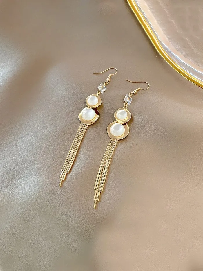 Yellow Chimes Earrings for Women and Girls Pearl Dangler Gold Toned White Stone Studded Long Danglers Earrings Birthday Gift for girls and women Anniversary Gift for Wife Yellow Chimes Earrings