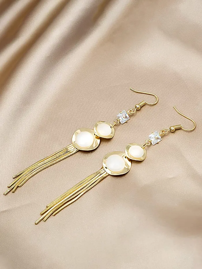 Yellow Chimes Earrings for Women and Girls Pearl Dangler Gold Toned White Stone Studded Long Danglers Earrings Birthday Gift for girls and women Anniversary Gift for Wife Yellow Chimes Earrings