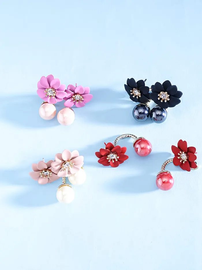 Yellow Chimes Earrings Kairangi Stud Earrings for Women 4 Pair Combo Earrings Modern Style Latest Floral Pearl Studs Earrings Set For Women and Girls Yellow Chimes Earrings Kairangi Stud Earrings for Women 4 Pair Combo Earrings Modern Style Latest Floral Pearl Studs Earrings Set For Women and Girls