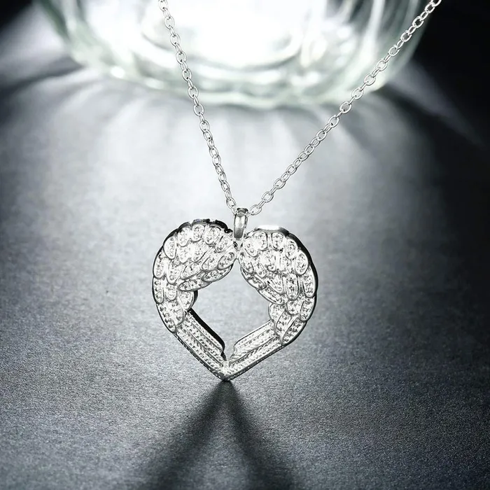 Yellow Chimes Earrings Yellow Chimes Angel Heart Silver Necklace for Women And Girls