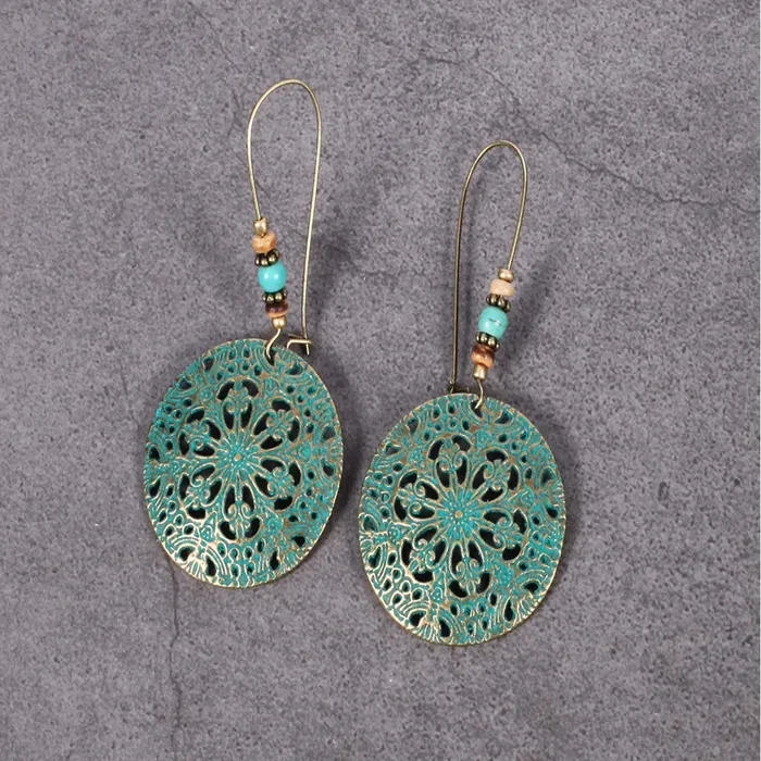 Yellow Chimes Earrings Yellow Chimes Antique Art Crafted Circles Alloy Dangle Earring for Women Girls