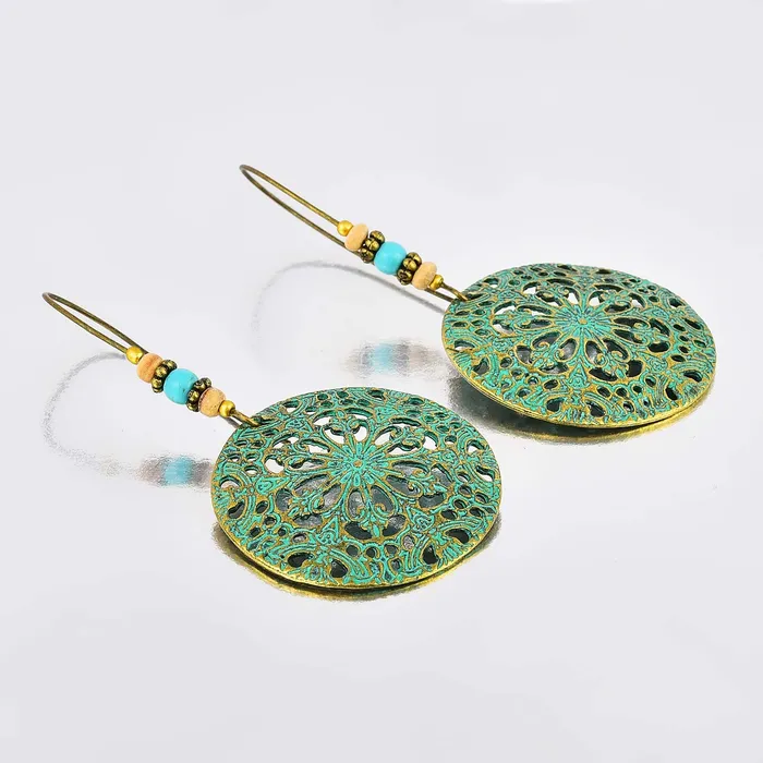 Yellow Chimes Earrings Yellow Chimes Antique Art Crafted Circles Alloy Dangle Earring for Women Girls