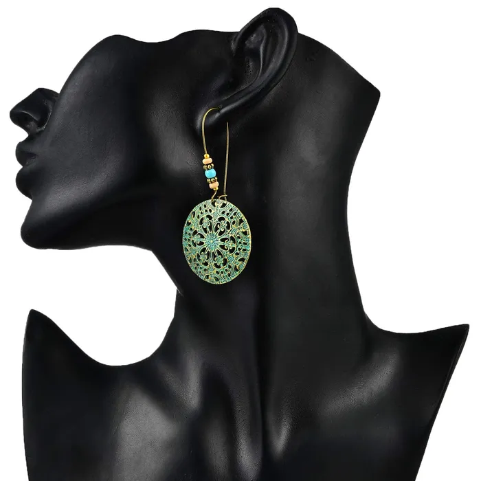 Yellow Chimes Earrings Yellow Chimes Antique Art Crafted Circles Alloy Dangle Earring for Women Girls