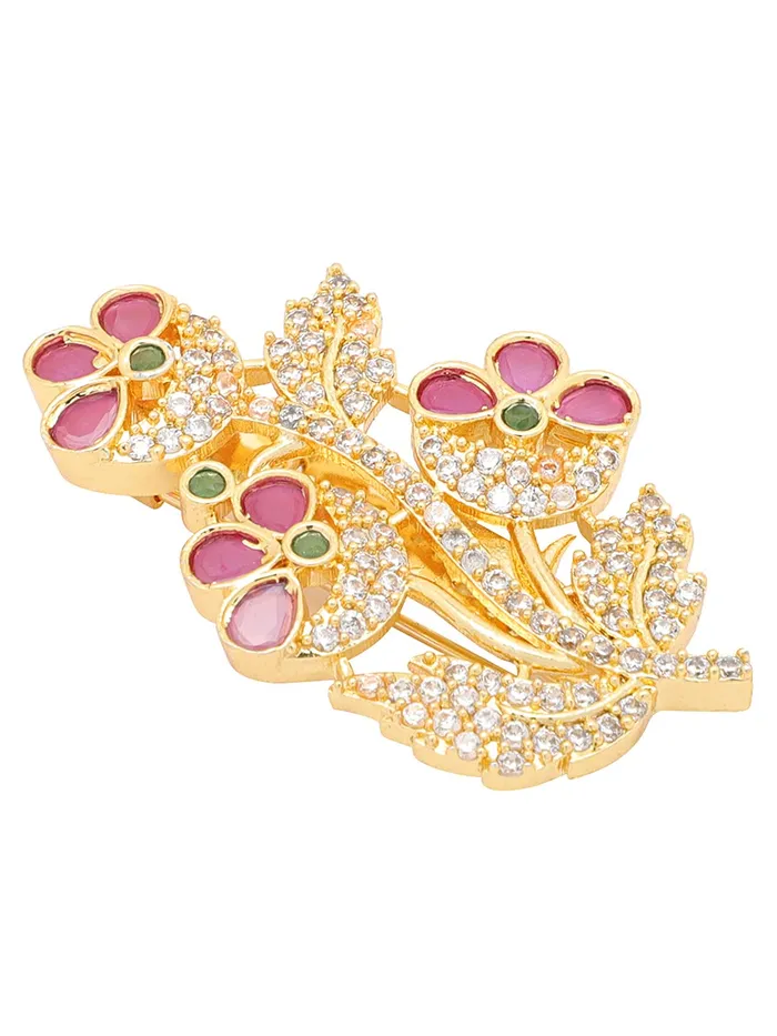 Yellow Chimes Earrings Yellow Chimes Brooch for Women Beautiful Shawl Sweater Clip Crystal Brooch for Women and Girls BRCH 14